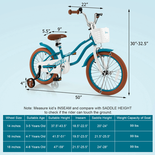 18" Kids Bike Toddler Bicycle w/Training Wheel Kickstand for 4-8 Years Old Girl - Picture 9 of 9
