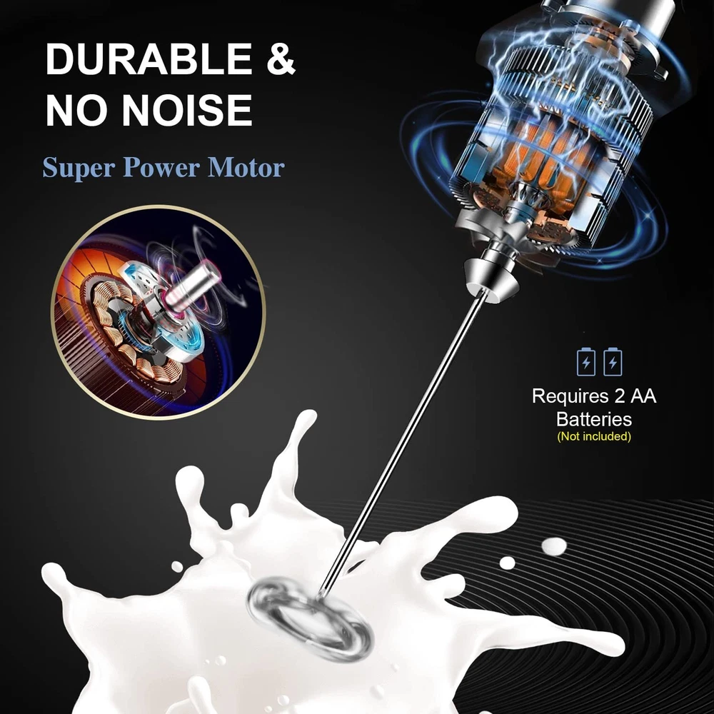 Milk Frother Electric Mixer Coffee - Battery Operated Whisk Handheld Drink St...