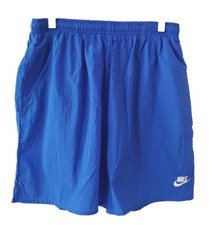Nike Swimwear Shorts Mens L Lined Blue Elastic Waist Drawstring Pockets Logo