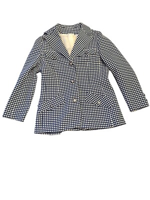 David Crystal Fashion Womens Checkered Blazer Jacket Size 14