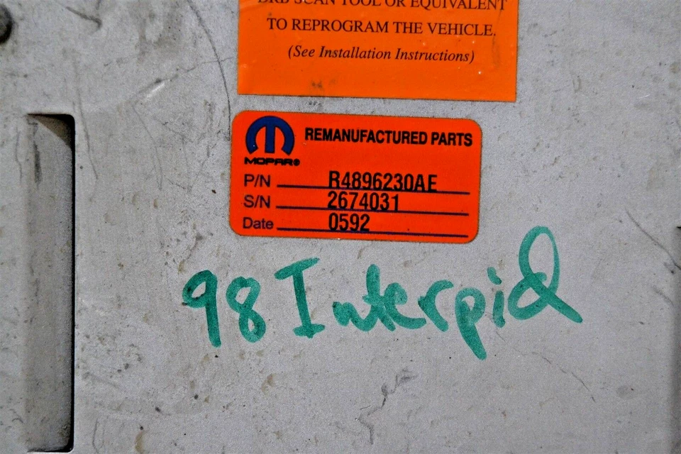 1999 Dodge Intrepid Concorde 2.7L Engine Control Unit R4896230AE Module 44 6B3 - Image 2 of 4