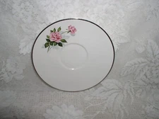 Taylor Smith Taylor Saucer Cup Plate Summer Rose Pink Rose Green Leaf Gray Imp