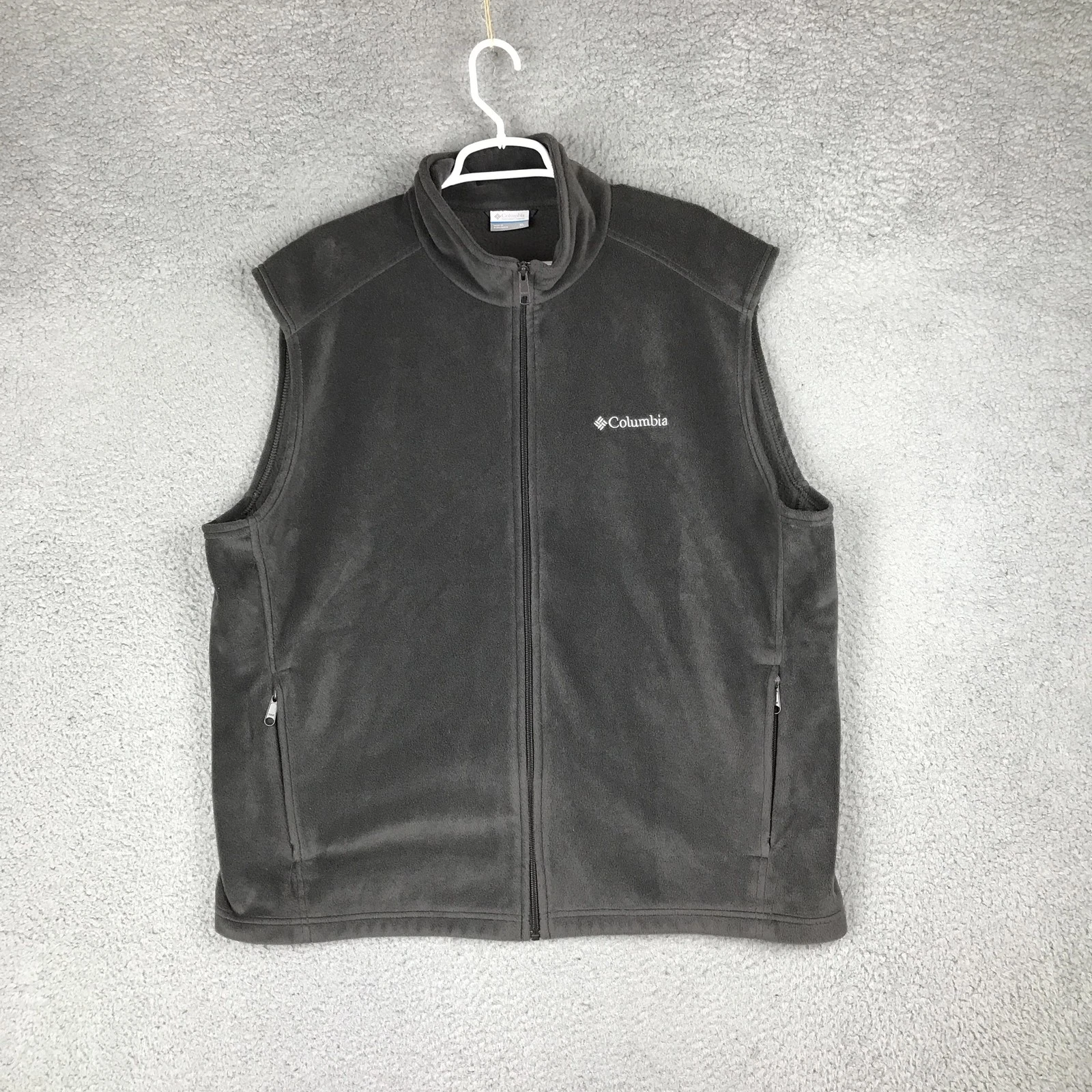 Columbia Vest Mens Extra Large Gray Fleece Full Zip Outdoors Hiking Sleeveless