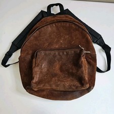 Vintage Eastpak Suede Leather Backpack Made In USA 80s 90s Brown Distressed 
