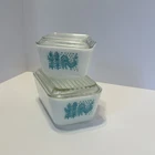Pyrex Amish Butterprint Glass Refrigerator Dishes With Lids Set of 2 Read Desc.