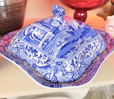 Antique Copeland Square Bowl in Spode Italian Pattern, 8.5 C 1930