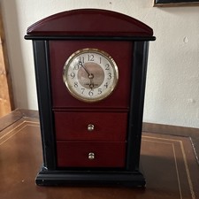 Seth Thomas Keepsake Jewelry Box Clock With 2 Jewelry Drawers Cherry Finish