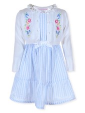 Bonnie Jean Girls' 2-Piece Flower Dress Cardigan Set Outfit Color: blue Size: 4
