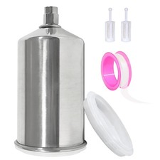 1000ml Weighted Gravity Feed Spray Gun Cup M16x1.5 Female Polished Aluminum
