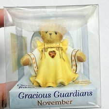 NEW Vntg Enesco Cherished Teddies Gracious Guardians November Bear Mini Figurine