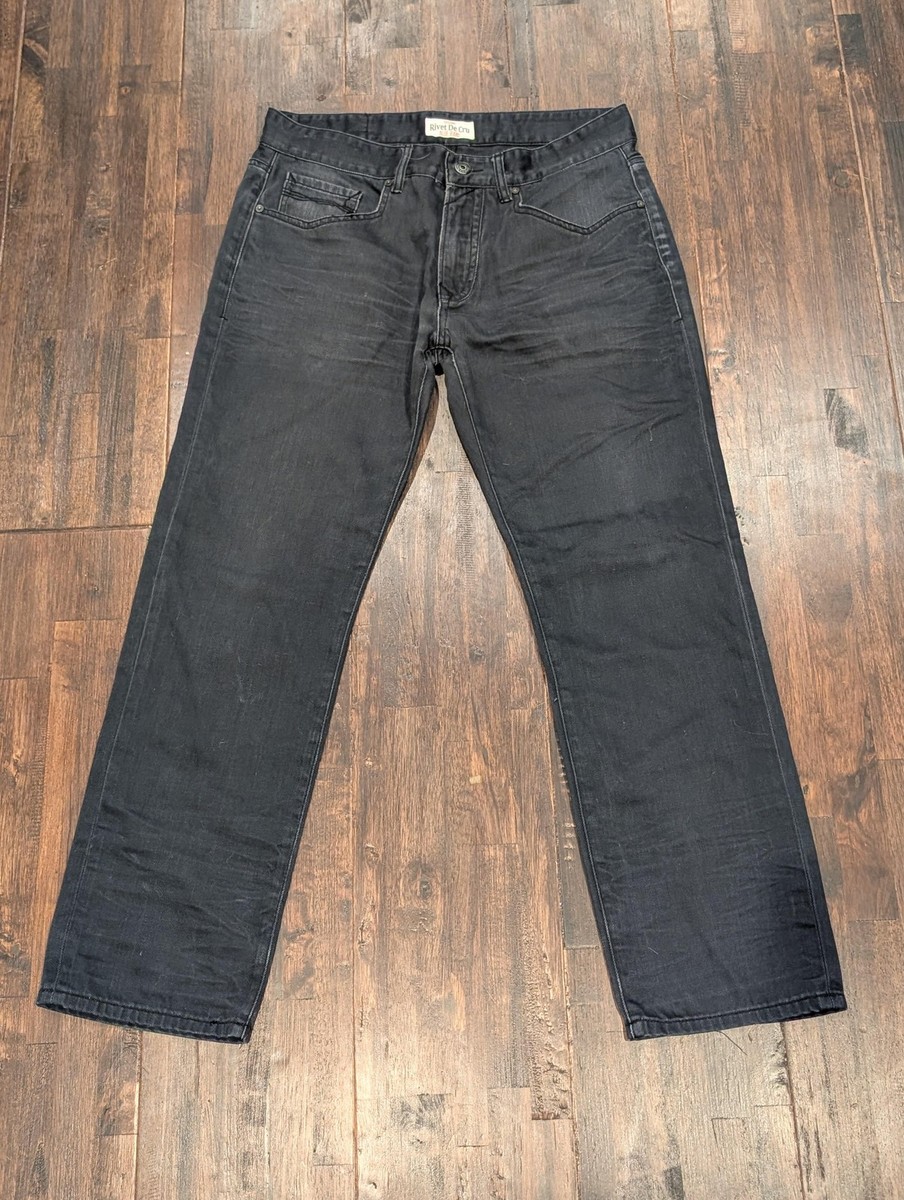 Rivet De Cru Jeans Mens 34x32 Black Relaxed Fit Straight Leg Andrew Los  Angeles