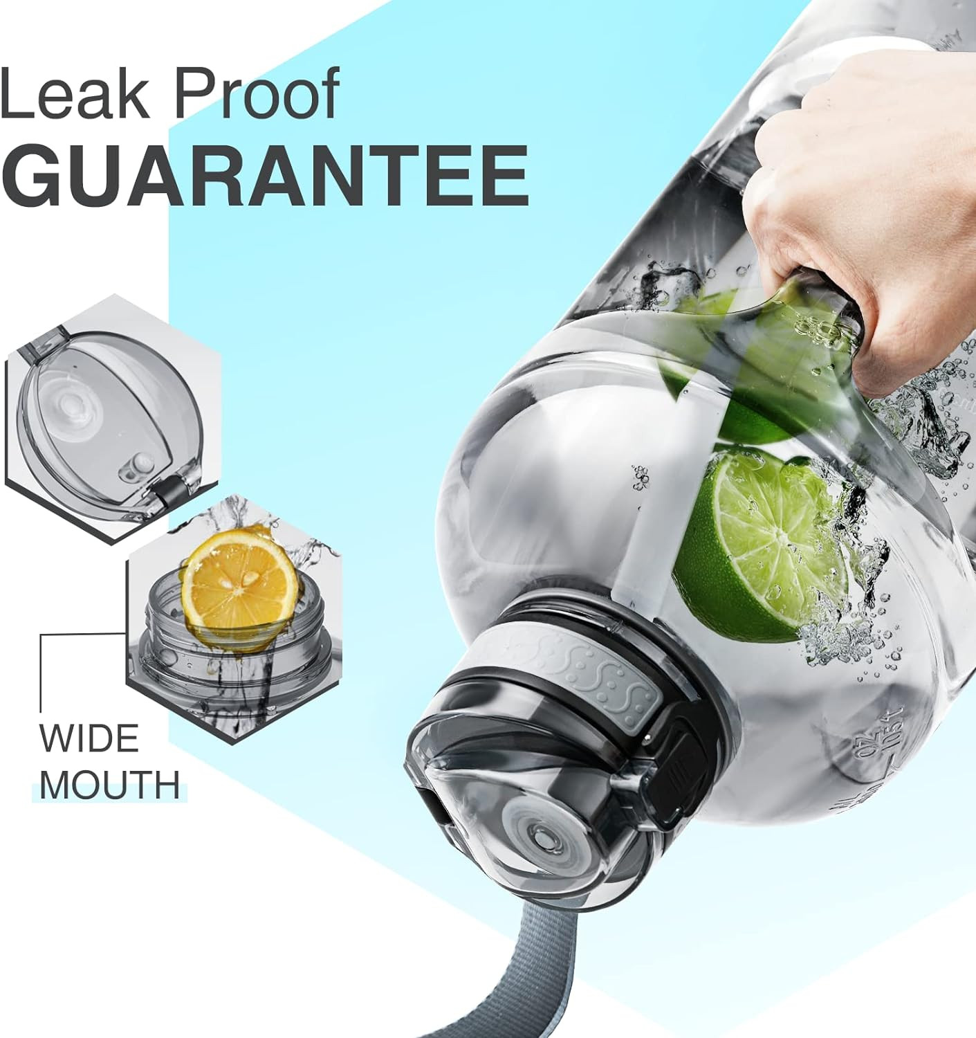 3L Goal Large Water Bottle with Handle BPA Free Leakproof Motivational Big Sport — image 4