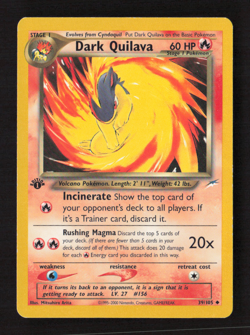Dark Quilava Uncommon 1st Edition Neo Destiny 039/105 LP Pokémon TCG