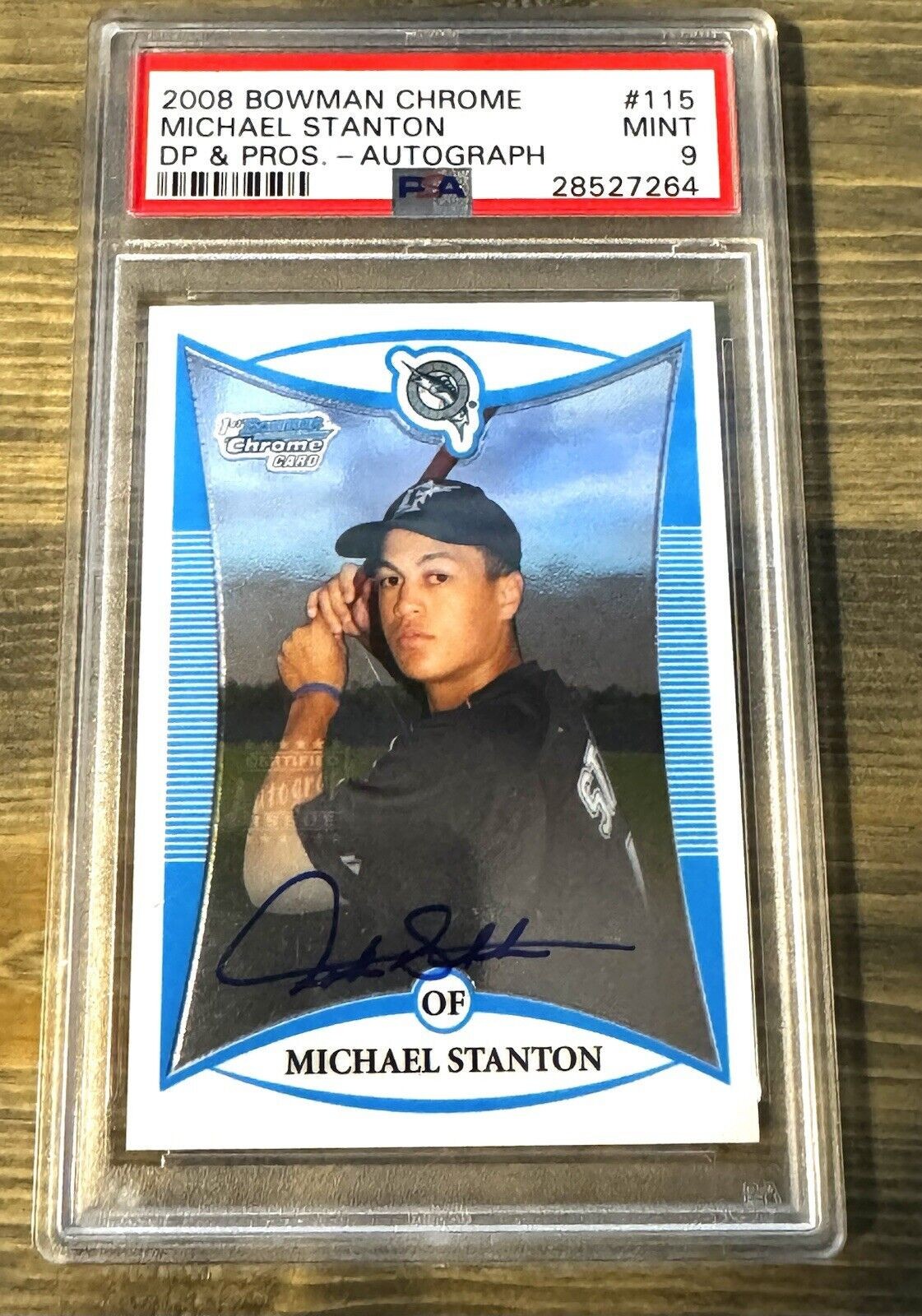 Giancarlo Stanton - 2008 Bowman Chrome Draft Autograph - #BDPP115 - PSA 9 MINT