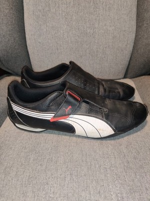 PUMA REDON MENS 11 MOVE DRIVING SHOES BLACK WHITE ADJUSTABLE CASUAL SNEAKER