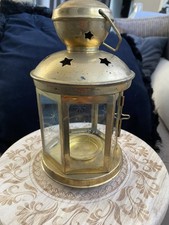 Vintage Lantern Brass and glass  tea candles holder  