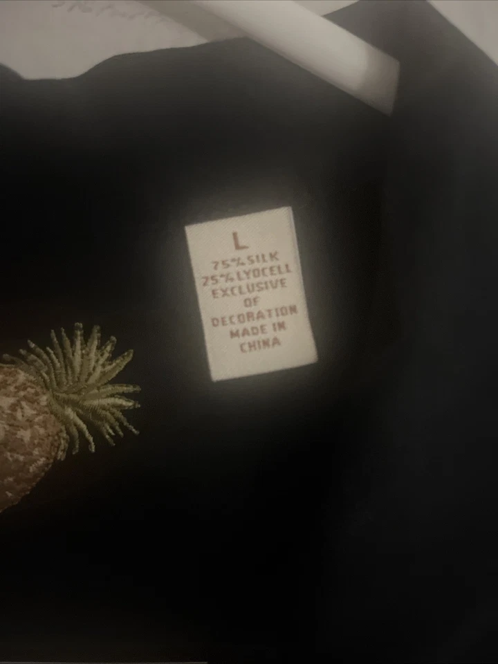 Camisa con cuello CARIBBEAN negra mezcla de seda para hombre talla grande Foto 3 de 4