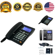 Corded Caller ID Landline Phone Blue Backlight Speaker Hands Free Analog Hotel