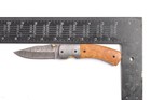 4.5" Base Camp Damascus Steel ASH WOOD Liner Lock Folding Knife HB-1182 — photo 7