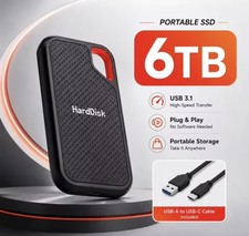 6TB Portable SSD External Hard Drive USB 3.0 Type-C for PC Laptop Mac Phone