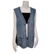 Vintage Cherokee Denim Vest Y2K Retro Vibes Boho Country Western Festival Womens
