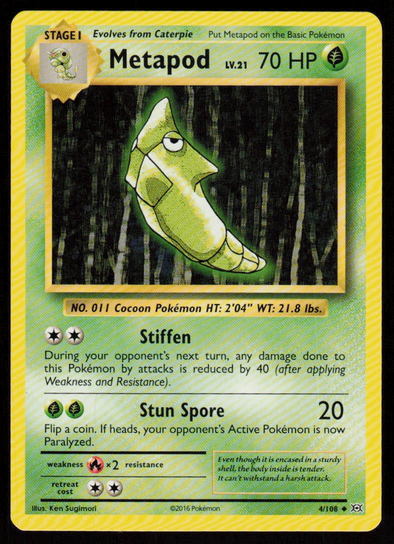 Metapod 4/108 Uncommon Evolutions Pokemon Lightly Played