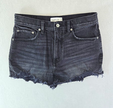 Abercrombie Fitch The Mom Short High Rise Black Denim Cutoff Shorts 28