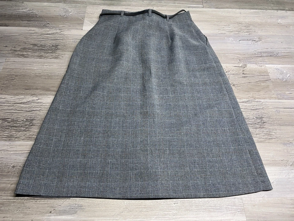 Vintage Women Plaid Office Pencil Skirt 80s Levi Strauss Pleated Talon Zip Sz 14 - Image 2 of 4