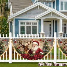 18 x 35 Holiday Wall Banner Festive Christmas Reindeer  Santa - Merry Christmas