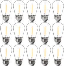Jaspertronics 15-pack Outdoor S14 Led Bulbs 2200k Warm White E26 Base
