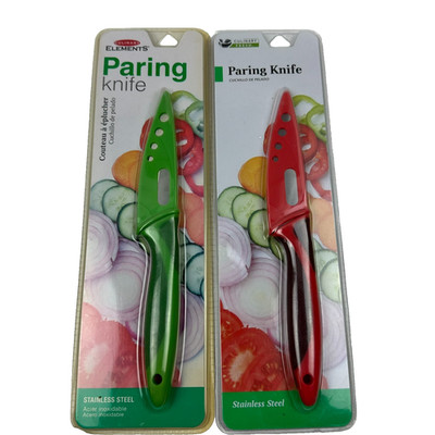 2 Culinary Elements Paring Knives One Red / One Green Knife   4'' blade   9''