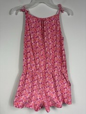Vineyard Vines Romper M 10-12 Pink Red Shell Print Shorts Cotton