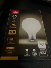 Globe 40 Watt Dimmable LED Bulb Brightness350 Lumens, G25 MEDIUM BASE WARM LIGHT