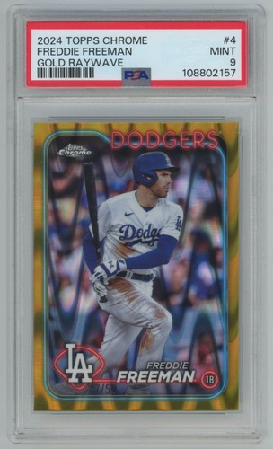 2024 Topps Chrome Freddie Freeman /50 Gold Raywave Refractor PSA 9 #4 Dodgers