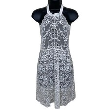 Intimissimi White Sheer Floral Lace Halter Chemise Lingerie L Ribbon Bow