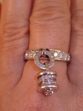 Designer Bvlgari 18k white gold B zero 0.7ct VS/SI diamond charm ring sz 6 7.3g