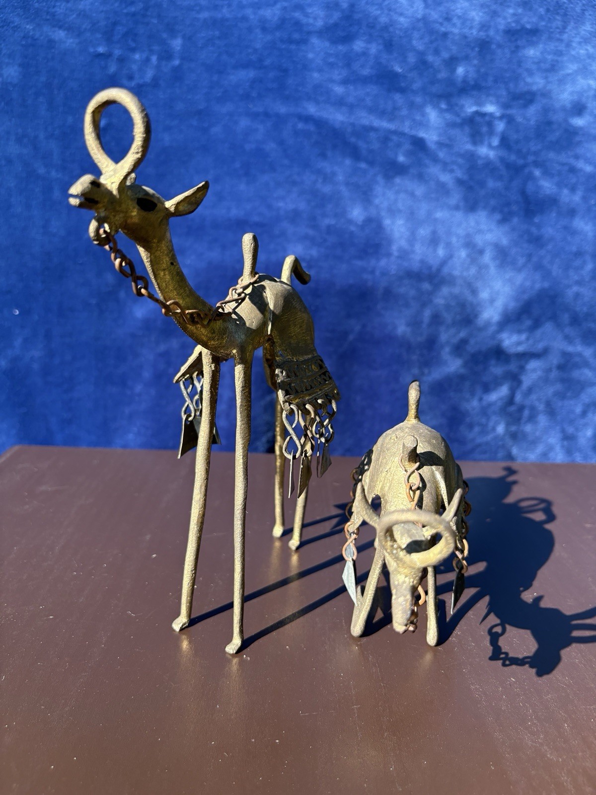 Antique 3 BRONZE Camel Dinanderie statues Standing Kneeling Handmade 2.06 lbs