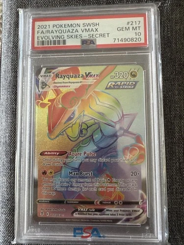 Pokemon Rayquaza VMAX Secret Rare Holo 217/203 Evolving Skies 2021 PSA 10