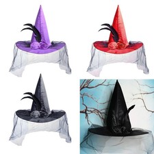 Modern Witch Women Hat Costume Accessory Headgear Photo Props Wide Brim Pointed