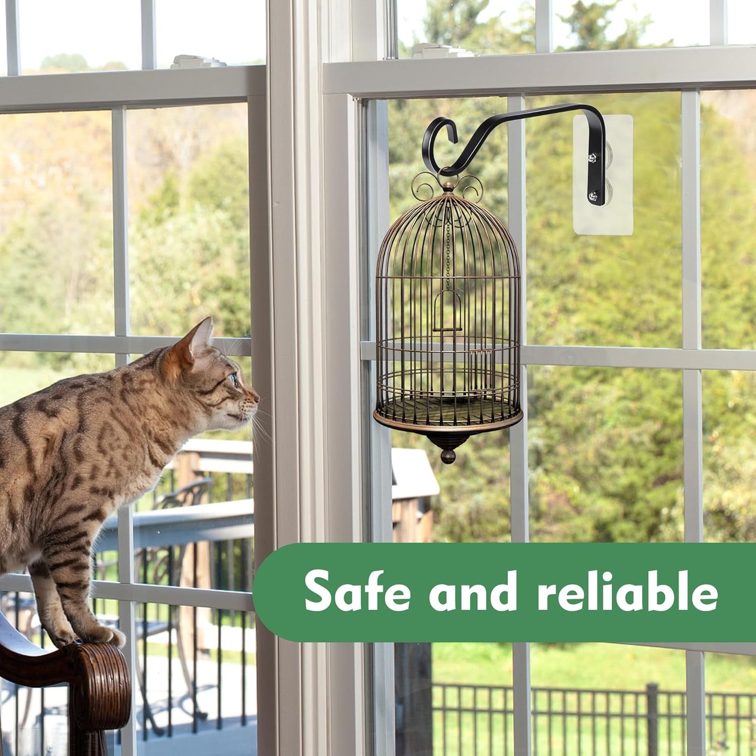 DECOHS 3 Pcs Window Bird Feeder Hanger Hook- Strong Load-Bearing Black 