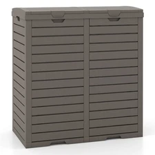 62 Gallon Outdoor Trash Can w/ Tiered Lid Drip Tray Cut-out Handle  for Garden