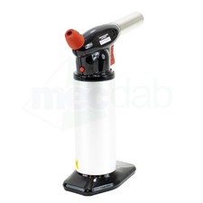 Torcia a butano, da cucina, ricaricabile, con fiamma regolabile e blocco di sicurezza, per dessert, barbecue, cucina (gas butano non incluso) (blu