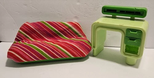 Vintage 1977 Mattel Green Doll Desk & Couch Furniture Set
