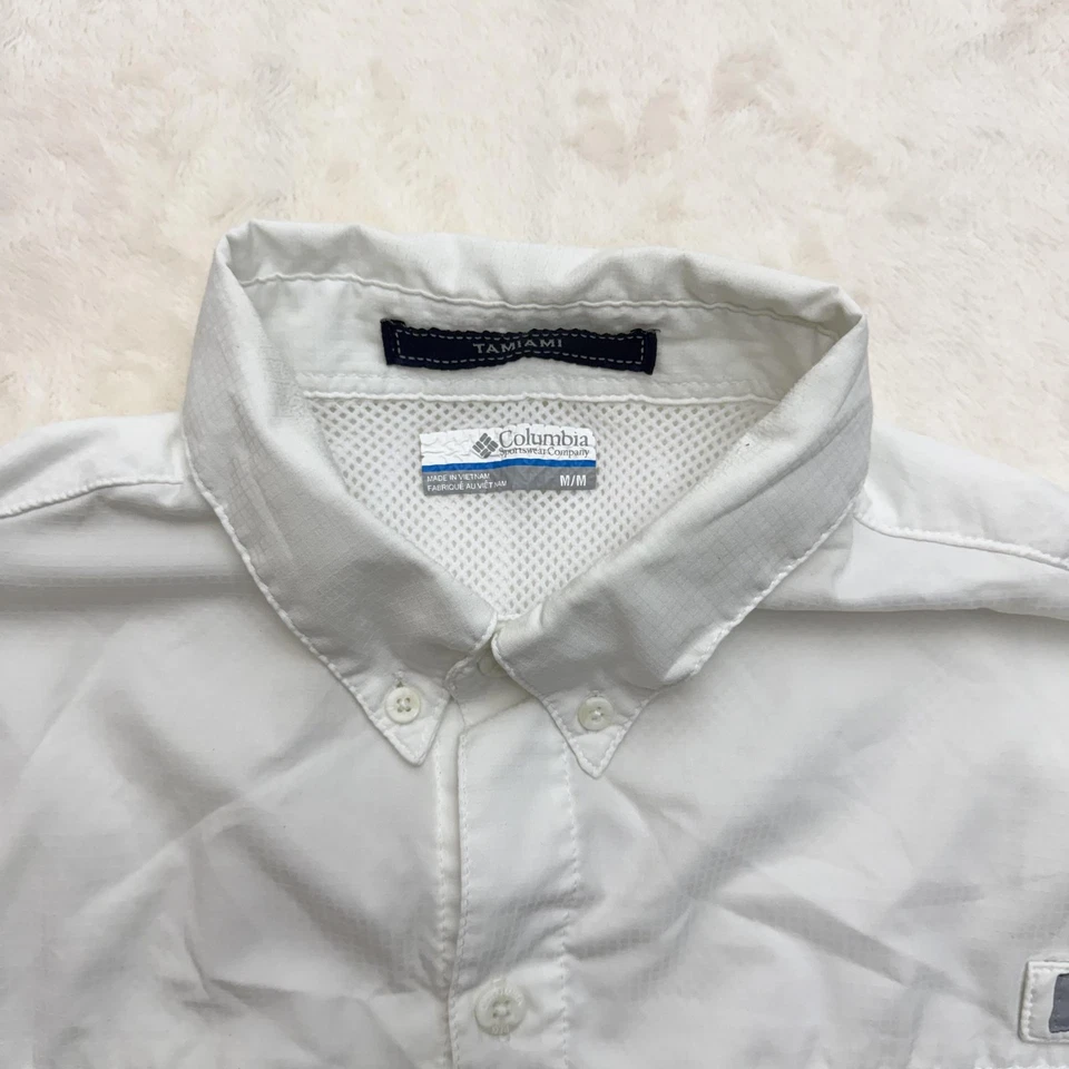 Рубашка мужская Columbia Tamiami средний размер белая PFG универсальная на пуговицах для рыбалки спереди - Изображение 3 из 4