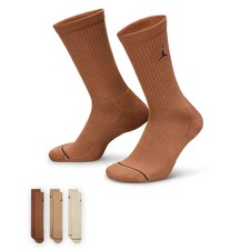 Jordan Everyday Crew Socks - DX9632 923 - Brown / Khaki - 3 Pack - Size L 8-12