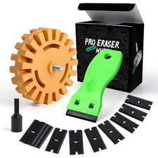 Eraser Wheel for Drill, Decal Remover Wheel with Adapter, Razor Blade Scraper wi