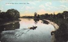 Green Bay Wisconsin Boating East River 1923 Postcard AA95