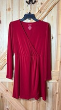 Nine West Red Long Sleeve V-Neck Dress Size M