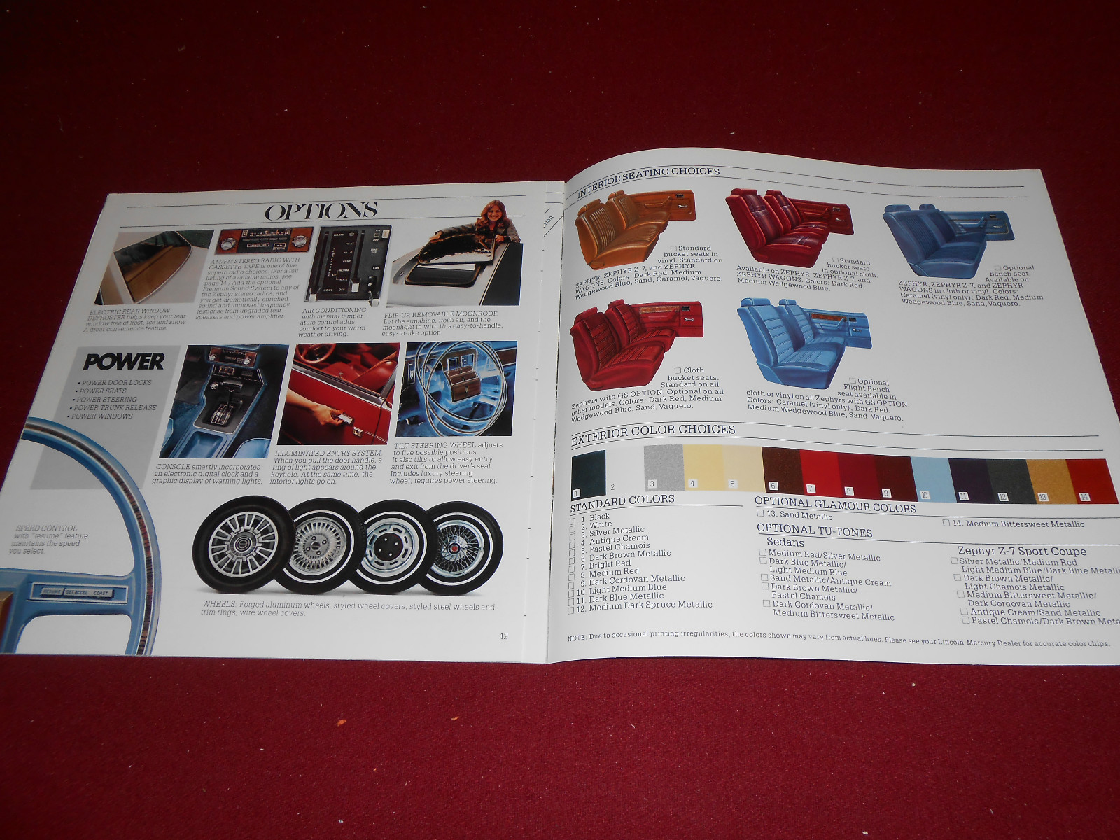 1981 MERCURY ZEPHYR & Z7 BROCHURE / CATALOG + ORIGINAL PAINT COLOR