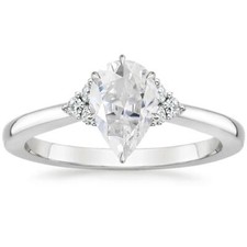3.1ct Simulated Diamond Ring White Gold Plated Solitaire with Accent